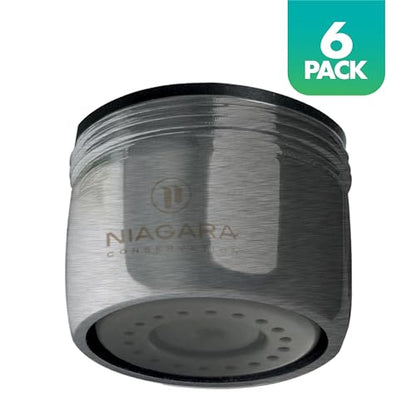 Niagara Conservation N3205NBN-PC-TU 1-Spray 0.5 GPM .94-in. Pressure-Compensating Needle-Spray Faucet Aerator Brushed Nickel, 6-Pack | Bathroom Sink and Kitchen Sink Aerator for Home Improvement - color: Brushed Nickel, style: 0.5 GPM (Needle)