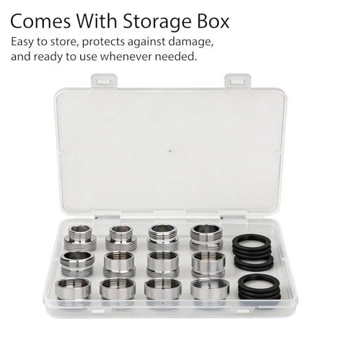 12 PCS Faucet Hose Adapter, Kitchen Faucet to Garden Hose Adapter With Plastic Box, Male to Female, Faucets Adapters for Garden Hoses for Kitchen and Bathroom - color: 12 Aerator