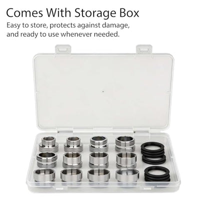 12 PCS Faucet Hose Adapter, Kitchen Faucet to Garden Hose Adapter With Plastic Box, Male to Female, Faucets Adapters for Garden Hoses for Kitchen and Bathroom - color: 12 Aerator