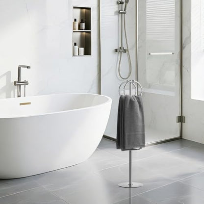 Adjustable Chrome Towel Rack,Freestanding Bathroom Towel Holder - color: Chrome