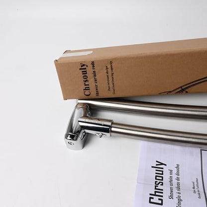 Chrsouly Adjustable 50-85 inches Curved Shower Rod, Extra Wide, Rustproof, Round Shower Curtain Rod for Bathroom, Shower Stall, Need to Drill, Silver - color: Silver, size: 50-85 Inches