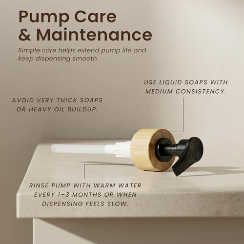 Maisonovo Dish Soap Dispenser Set - Amber Soap Dispenser Black Bamboo Pumps | Glass bottles for body wash, lotion, shampoo or conditioner · Sink, bathroom or countertop · Tray, 16.9 oz each - color: Amber Bottles Black Bamboo Pumps