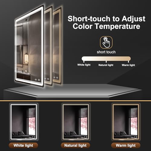 LED Bathroom Mirror with Lights, Anti-Fog, Dimmable, Lighted Bathroom Vanity Mirror for Wall, UL-Certified (48 x 36) - size: 48"L x 36"W