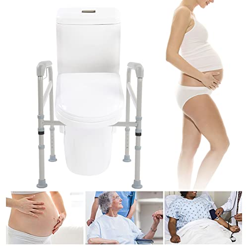 Adjustable Toilet Safety Rail – Height & Width Adjustable Grab Bar, Non Slip Armrests, Folding Bathroom Handrail for Elderly & Disabled Support