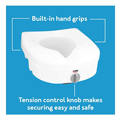 Carex E-Z Lock Raised Toilet Seat, Elongated Toilet Seat Riser, Adds 5 Inches of Height, 300 lbs Capacity, Elevating and Raising Seat for Elderly and Handicap, Universal, Slip-Resistant, White