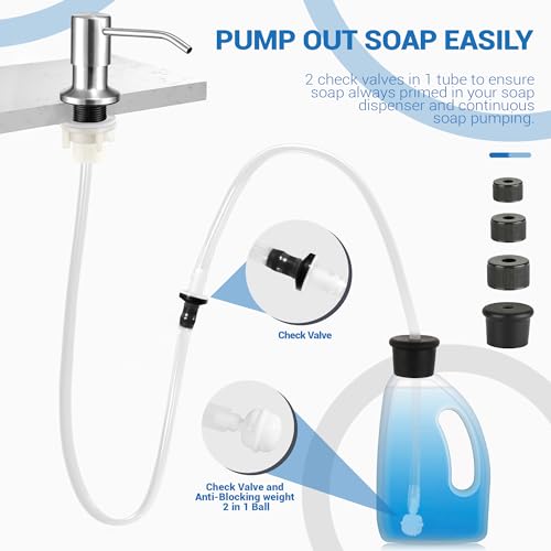 Yofidra Sink Soap Dispenser Extension Tube Kit (Anti-Backflow, 47") | Upgraded check valve, fits most soap containers, stable strong suction, no repeated tiny bottle refilling - color: White, size: 47" (Pack of 1)