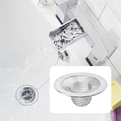 Antrader 2Pcs Kitchen Sink Strainers,2in Stainless Steel Mesh Round Filters | Bathroom Bathtub Wash Basin Garbage Disposal Basket Filter,Flange Rim Design, Easy to Take Out & Clean - size: 2-inch