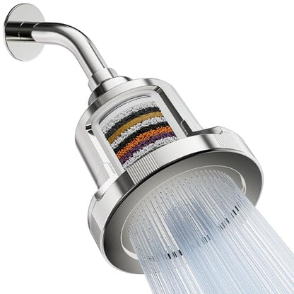 Mist Shower Filter Head for Hard Water Improves Skin, Hair, and Nails - Large, High Output Filtered Shower Head with Filter Softens Water and Removes Chlorine and Heavy Metals, Chrome - style: Large