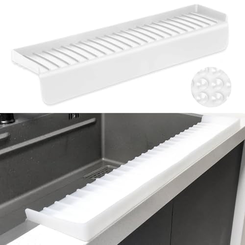 Silicone Sink Edge Protectors - Multifunction Accessories, Splash Guard & Draining Mat for Kitchen, Bathroom Sink, Steel, Granite, Quartz Countertops (Transparent, 4 * 24in) - color: Transparent, size: 4 * 24in
