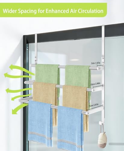 Over The Door Towel Rack, Over Door Towel Racks for Bathroom, Towel Rack with Hooks for Door Hanging, Towel Holder Over The Door Towel Bar 24Inch, Brushed Nickel - size: 24 Inch