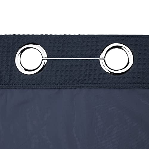 River Dream Cotton Blend Fabric Shower Curtain Set with Liner, Navy, 71x86 | Waffle Weave, No Hook Needed, with Snap in Replacement Liner, Top Sheer Window, Hotel Quality for Bathroom, Extra Long - color: Navy Blue, size: 71"W x 86"L (Pack of 1)