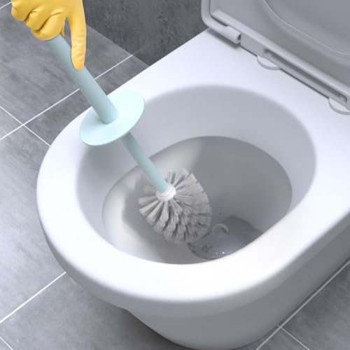 Topsky 2 Pack Compact Toilet Brush & Holder Set, Plastic Round Barrel Loo Brush with 2 Replacement Toilet Brush Head, Durable for Bathroom Toilet, Green - color: Green