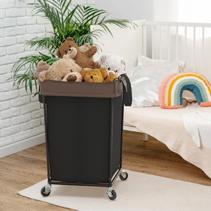 Rolling Laundry Basket with Wheels, Rolling Laundry Hamper with Wheels 2PK | Double Laundry Hampers Cart on Wheels, Narrow Slim Clothes Hamper Organizer with Sturdy Metal Frame, Black - color: Black 2 Pack, size: 160L
