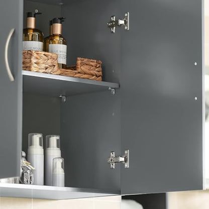 SoBuy Wall Cabinet Laundry Room, Medicine Cabinet for Bathroom Kitchen Garage,Floating Cabinet Hanging Storage with Adjustable Shelf, Grey FRG231-DG | Floating Wall Storage Cabinet With Adjustable Shelf, All-Match Bathroom Cabinet For Various Home Storage