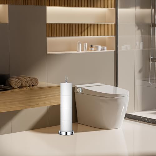 ROLABAM Toilet Paper Holder Stand with Reserve Function, Free Standing Toilet Paper Holder for Bathroom, Space Toilet 4 Rolls Toilet Paper Storage 22.5" Height (2 Pack, Chrome) - color: Poilshed Chrome-2pcs