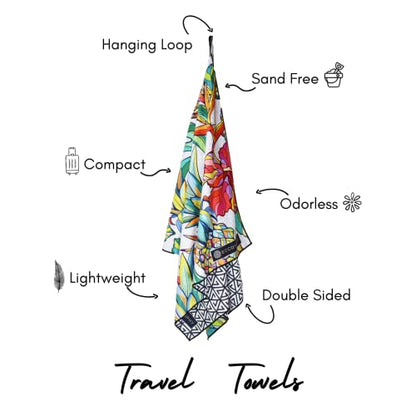Microfiber Beach Towel - Quick Dry, Sand Free and Oversized 71x35 | Super absorbent, lightweight, swimming, gym, extra large, pool, cruise, camping, yoga, travel, compact, carry bag, vacation - color: Honolulu