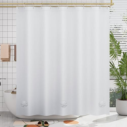AmazerBath 48x72 Shower Curtain Stall, PEVA White Heavy Duty Shower Curtain with 2 Weighted Stones and 8 Grommet Holes - color: White, size: 48"W x 72"L (Pack of 1)
