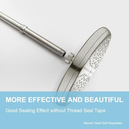 OFFO Shower Head Extension Arm, Brushed Nickel 12 in Shower Arm Extension Shower Head Extender Made of 304 Stainless Steel Shower Pipe Extension - color: Brushed Nickel, style: 12 in