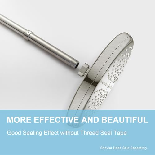OFFO Shower Head Extension Arm, Brushed Nickel 10 in Shower Arm Extension Shower Head Extender Made of 304 Stainless Steel Shower Pipe Extension - color: Brushed Nickel, style: 10 in