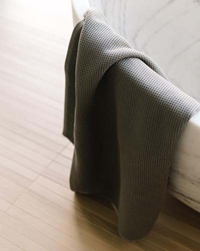 Cozy Earth Waffle Bath Towels, Mini Textured Waffle Weave Pattern | 60% Cotton 40% Viscose from Bamboo Bath Towels 30 x 58 Inches, Soft and Absorbent Terry, 2 Pack Charcoal - color: Charcoal, size: Bath Towel
