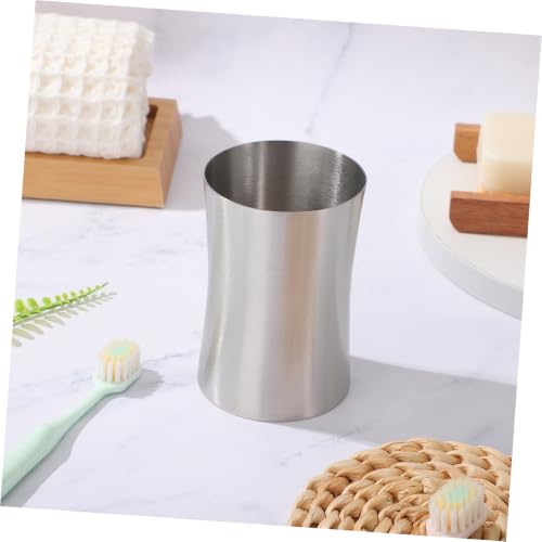 Multi Functional Stainless Steel Toothbrush Cup Mouthwash Holder Compact Travel Rinse for Bathroom Vanity Countertops Space Saving Mouthwash Cups Reusable