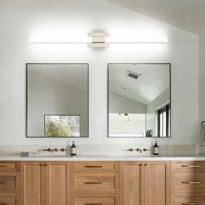 Brushed Nickel Dimmable Vanity Light - Extra Long Modern Bathroom Light Fixtures Over Mirror 28W Brightness IP44 Waterproof - color: Upgraded - Brushed Nickel - Dimmable, size: 48 inch