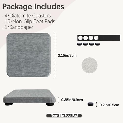 NiuYichee 4PCS Water Absorbent Stone Coasters, Quick-Drying Diatomite Soap Dish, Stone Soap Trays for Kitchen & Bathroom Sink, 3.15 x 3.15in, Grey - color: Grey