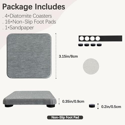 NiuYichee 4PCS Water Absorbent Stone Coasters, Quick-Drying Diatomite Soap Dish, Stone Soap Trays for Kitchen & Bathroom Sink, 3.15 x 3.15in, Grey - color: Grey