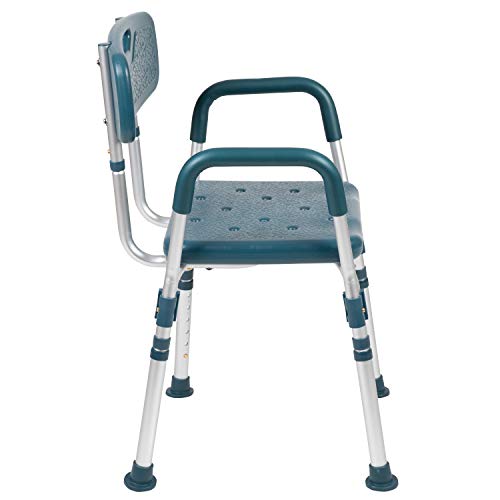 Flash Furniture HERCULES Series 300 Lb. Capacity Adjustable Navy Bath & Shower Chair with Quick Release Back & Arms - color: Navy