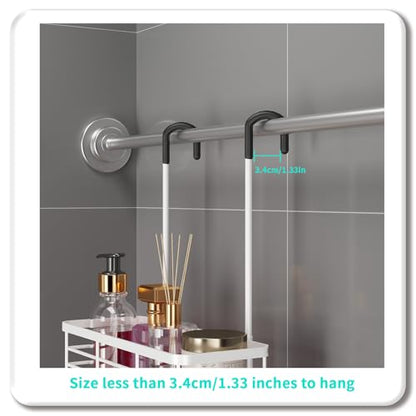 HapiRm Hanging Shower Caddy Organizer - No Drilling Shower Organizer with Hooks, Rustproof & Waterproof 304 Stainless Steel Bathroom Shelves - White - color: White