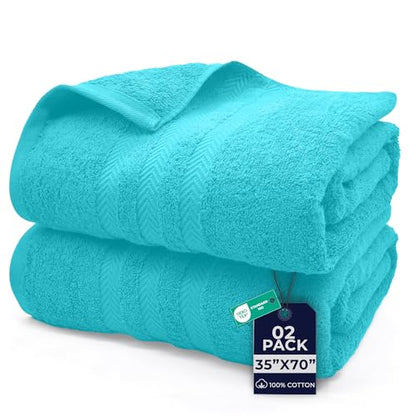 DAN River 2 Pack Bath Sheets Extra Large 35x70, Large Bath Towels for Adults, XL Oversized Heavy Duty Towel Set, 600 GSM 100% Ring Spun Cotton, Soft Quick Dry, Aqua - color: Aqua, size: Bath Sheet 35x70" (PK 2)