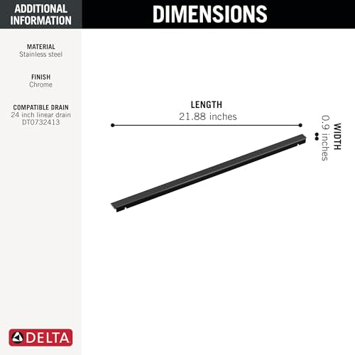 Delta Faucet 24" Linear Shower Drain Wall Edge in Matte Black - color: Matte Black