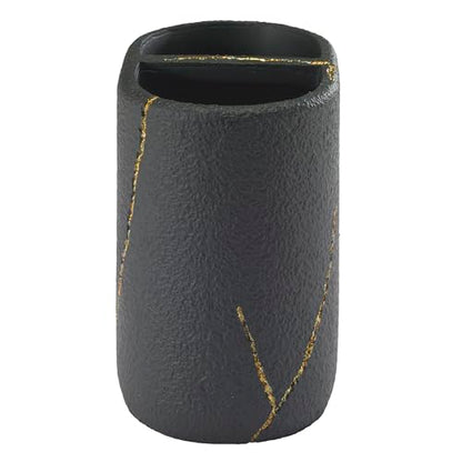 Nicole Miller - Toothbrush Holder, Resin Countertop Accessories, Dorm Room Essentials (Sydney Collection, Black/Gold) - size: Toothbrush Holder