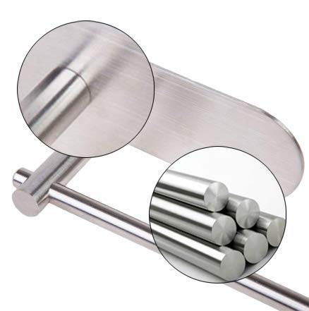 Self Adhesive Wall Mount Toilet Paper Holder Adhesive Toilet Roll Holder for Bathroom Kitchen Stick on Wall Stainless Steel Brushed - color: Silver