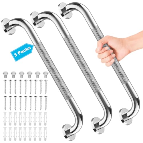 3 Pack 16-Inch Grab Bars for Bathtubs and Showers, Bathroom Shower Grab Bar | Stainless Steel Anti-Slip Safety Handicap Grab Bars for Seniors Wall ,Shower Handle for Elderly Seniors, and Disabled - color: Grab Bars A