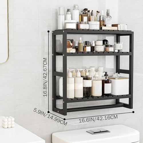 Bathroom Shelves Wall Mounted Over Toilet Bathroom Organizer with Towel Racks 3 Tier Over Toilet Shelf for Home Kitchen