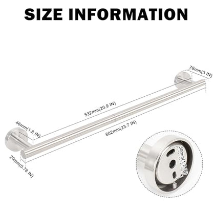Livabber Bath Towel Bar, 304 Stainless Steel Towel Rack, Heavy Duty Towel Holder Wall Mounted for Bathroom/Kitchen, Usable Hanging Length-20.9 Inch, Total Length-23.7 Inch (Brushed Nickel) - color: Brushed Nickel, size: 24 Inch