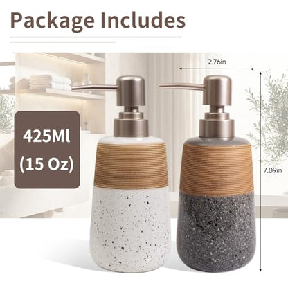 Hand Soap Dispenser, Ceramic Liquid Soap Dispenser for Bathroom Countertop Dish Hand Soap Dispenser for Kitchen Sink, Bathroom Lotion Bottle Dispensers Boho Kitchen Home Decor,15 OZ Grey - size: 1 x 15 Oz Soap Dispenser Grey