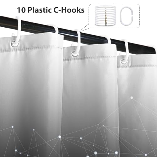 Black and White Ombre Shower Curtain, Cloth Waterproof Geometric Shower Curtains Set for Bathroom, Machine Washable Bathroom Curtain with 10 Hooks, 60x72 Inches - color: Ombre Geometric - Black, size: 60"W x 72"L (Pack of 1)