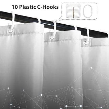 Black and White Ombre Shower Curtain, Cloth Waterproof Geometric Shower Curtains Set for Bathroom, Machine Washable Bathroom Curtain with 10 Hooks, 60x72 Inches - color: Ombre Geometric - Black, size: 60"W x 72"L (Pack of 1)