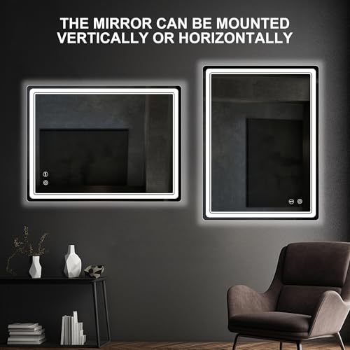 LED Bathroom Mirror with Lights, Anti-Fog, Dimmable, Lighted Bathroom Vanity Mirror for Wall, UL-Certified (27 x 36) - size: 27"L x 36"W