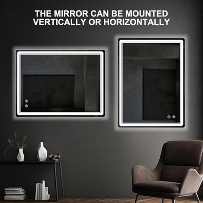 LED Bathroom Mirror with Lights, Anti-Fog, Dimmable, Lighted Bathroom Vanity Mirror for Wall, UL-Certified (27 x 36) - size: 27"L x 36"W
