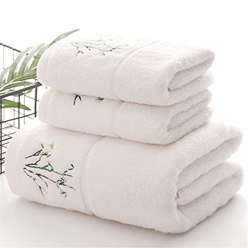 Embroidered Face Bath Towel Simple Strong Water Absorption Print for Home Bathroom Soft (Color : C, Size : 3pcs Set) (D 35x75cm) - color: D, size: 35x75cm