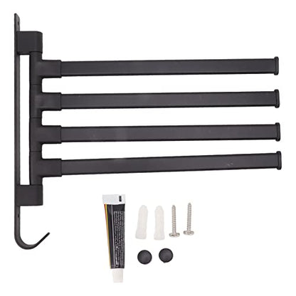 Heavy Aluminum Swivel Towel Bar, Matte Finish Wall Mounted Rack with Hooks Organize Towels and Clothes Save Space with Multi Arms Rustproof Suitable for Bathroom Bedroom Kitchen - color: 4 Arms