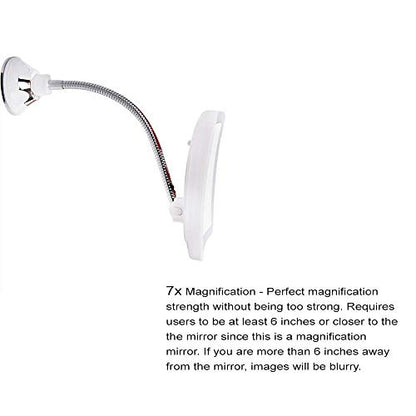 SunplusTrade Makeup Mirror with LED Lights and 7X Magnification, Portable Cordless Design Suction Cup Mirror for Home and Travel with Flexible Gooseneck to Adjust to Any Position Easily