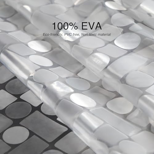 WELTRXE EVA Shower Curtain Liner Waterproof, Clear 8G Heavy Duty Plastic Shower Curtain Liner with Magnets for Bathroom Shower Stall, Bathtubs, Thick Liner Without Chemical Smell, 72 x 72,12 Hooks - color: Clear - Geometric, size: 72"W x 72"L (Pack of 1)