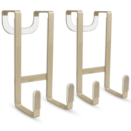 FYY 2 Packs Over The Door Hooks, Heavy Duty Door Hanger Hook, No Drill Wall Hooks for Hanging Coat, Towel, Bag in Bathroom, Closet Fits Most Doors Up to 1-7/8" Thickness （Pale Brown） - color: Pale Brown-2pcs, size: Short