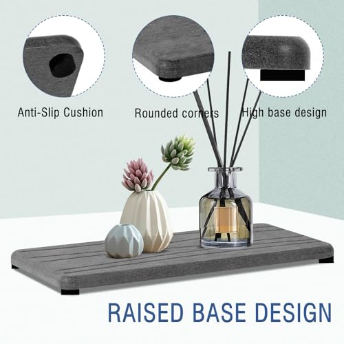 2PCS Water Absorbing Stone Tray, Fast Drying Stone Sink Tray, Water Absorbent Diatomite Trays, Stones Soap Trays, Diatomite Coasters for Kitchen Sink Bathroom Counter, Hand Soap Dish & Holders - color: 2pcs 21×10cm Dark Gray Wave