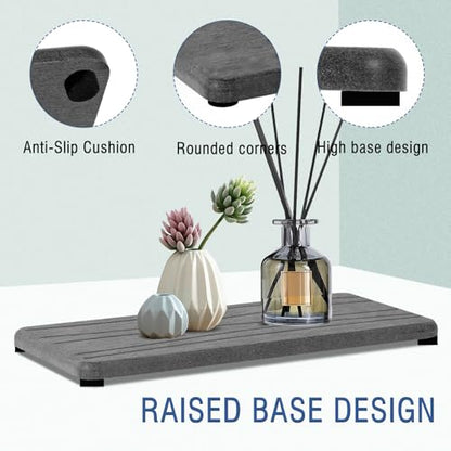 2PCS Water Absorbing Stone Tray, Fast Drying Stone Sink Tray, Water Absorbent Diatomite Trays, Stones Soap Trays, Diatomite Coasters for Kitchen Sink Bathroom Counter, Hand Soap Dish & Holders - color: 2pcs 21×10cm Dark Gray Wave