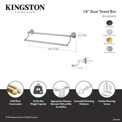 Kingston Brass BA556318C Royale 18-Inch Double Towel-Bar, Polished Chrome